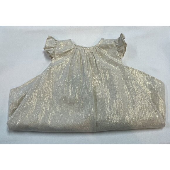 Mango Kids Gold Metallic Baby Girls Dress 18-24 M Ruffle Sleeves Formal - Picture 6 of 6